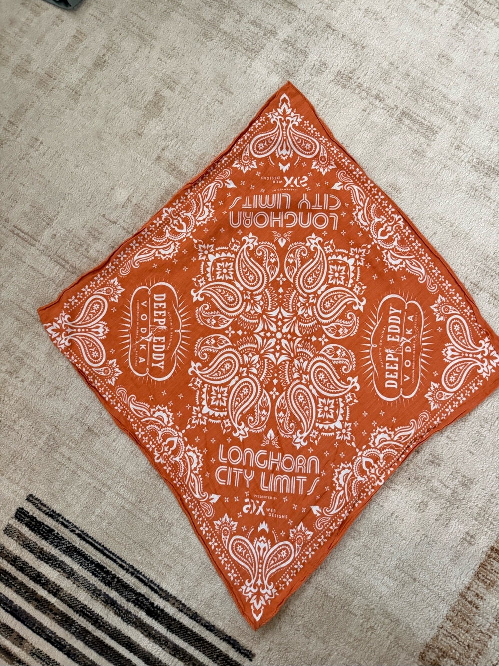 Longhorn City Limits Orange Paisley Bandana